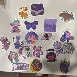Colorful Sticker Set with Purple and Pink Designs